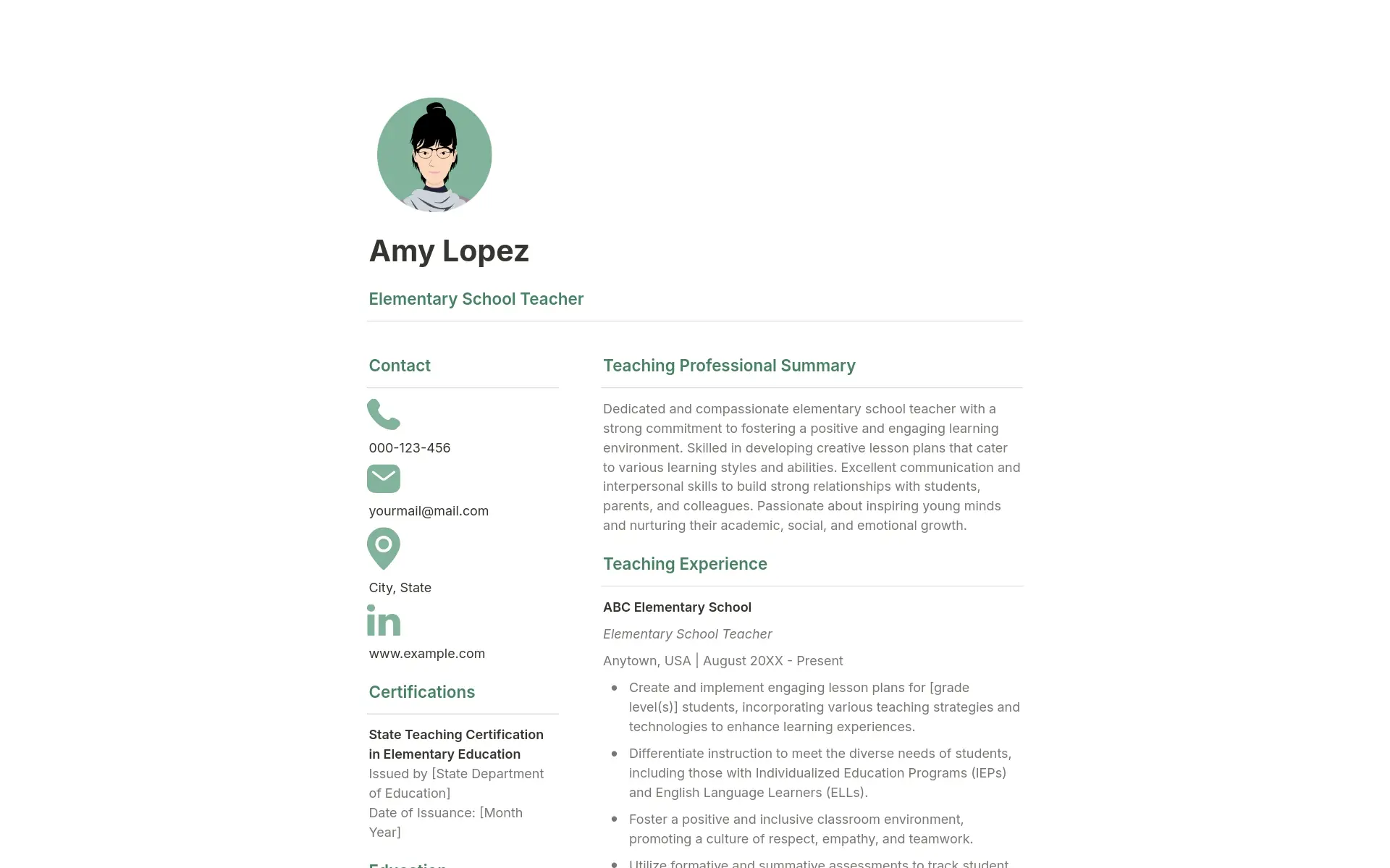 Educator Resume & Cover Letter Template